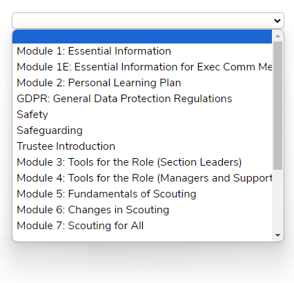 List of Adult Training Modules